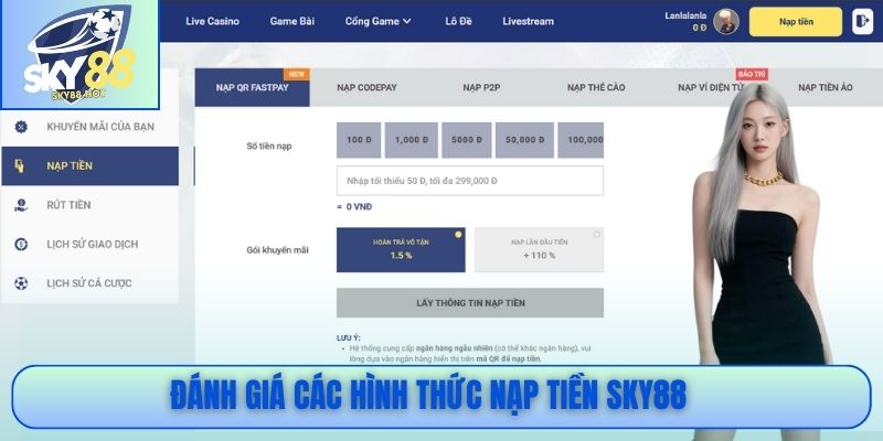 Đánh giá các hình thức nạp tiền SKY88